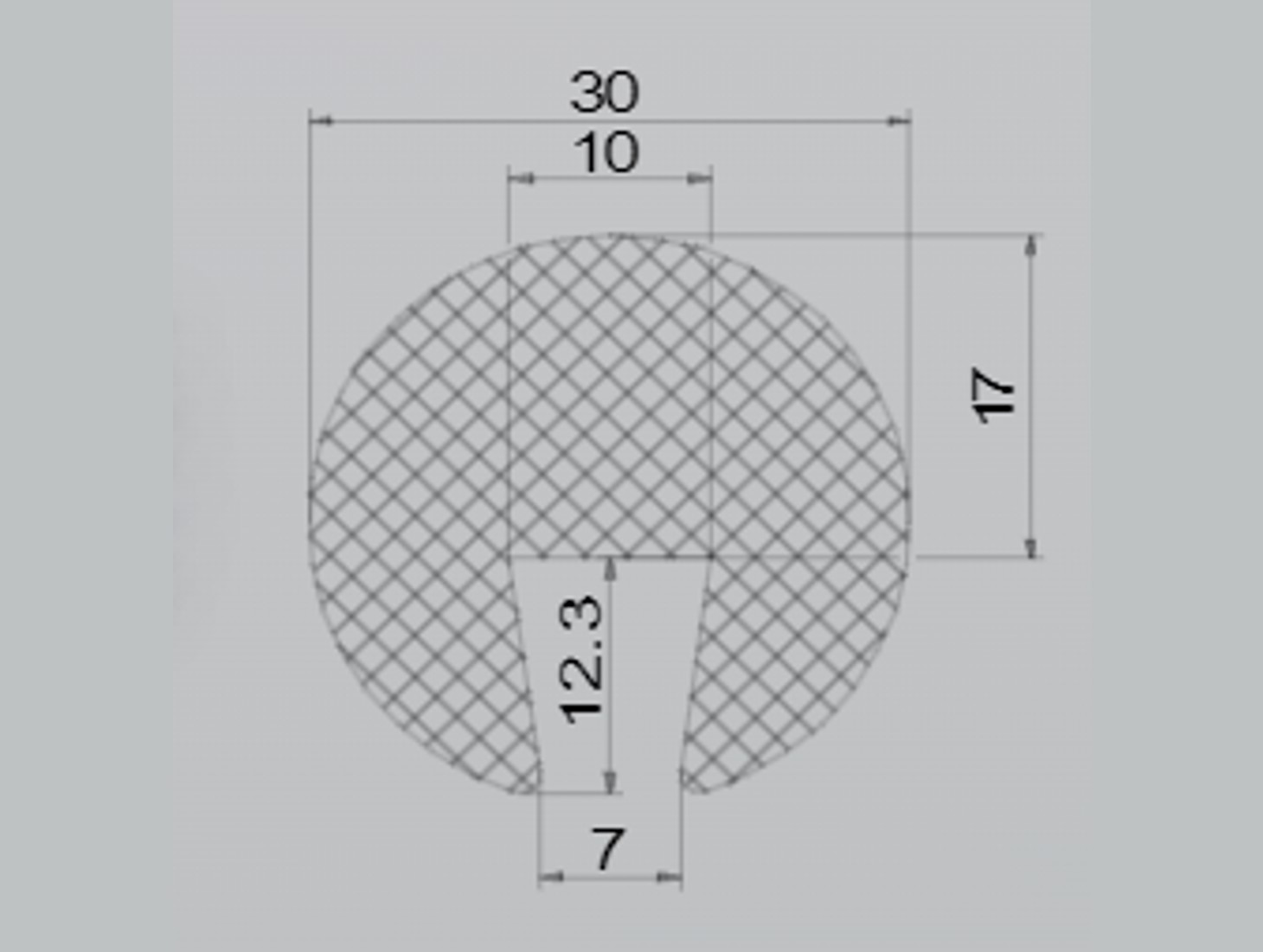 gumový profil I-548 rozměry