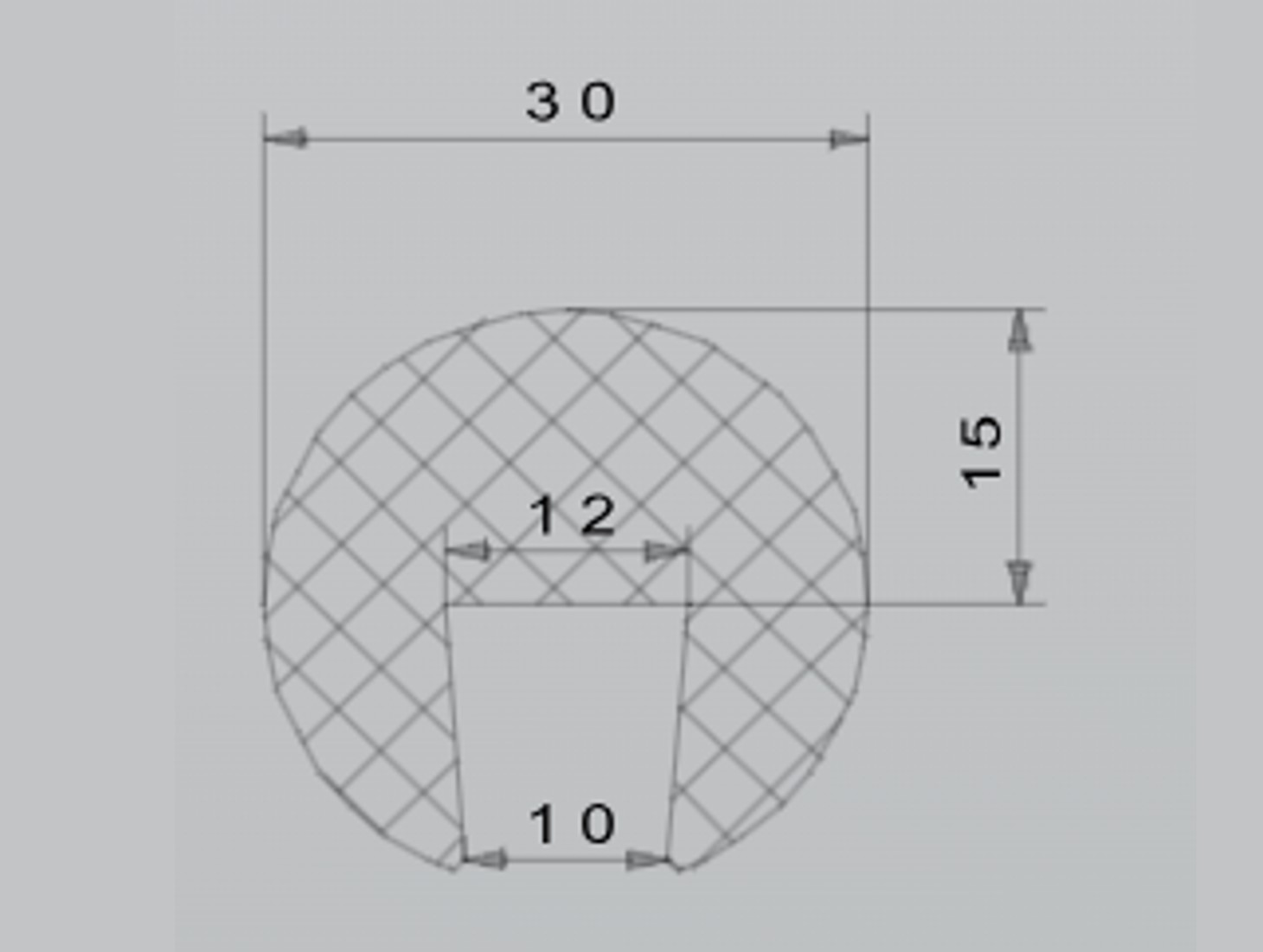 gumový profil I-758 rozměry