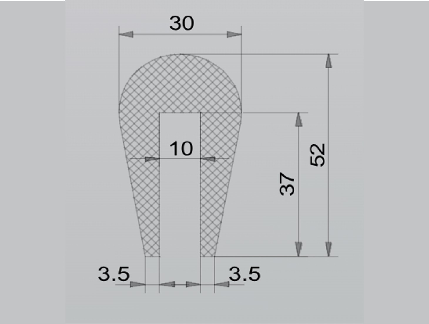 gumovy profil I 405 rozmery