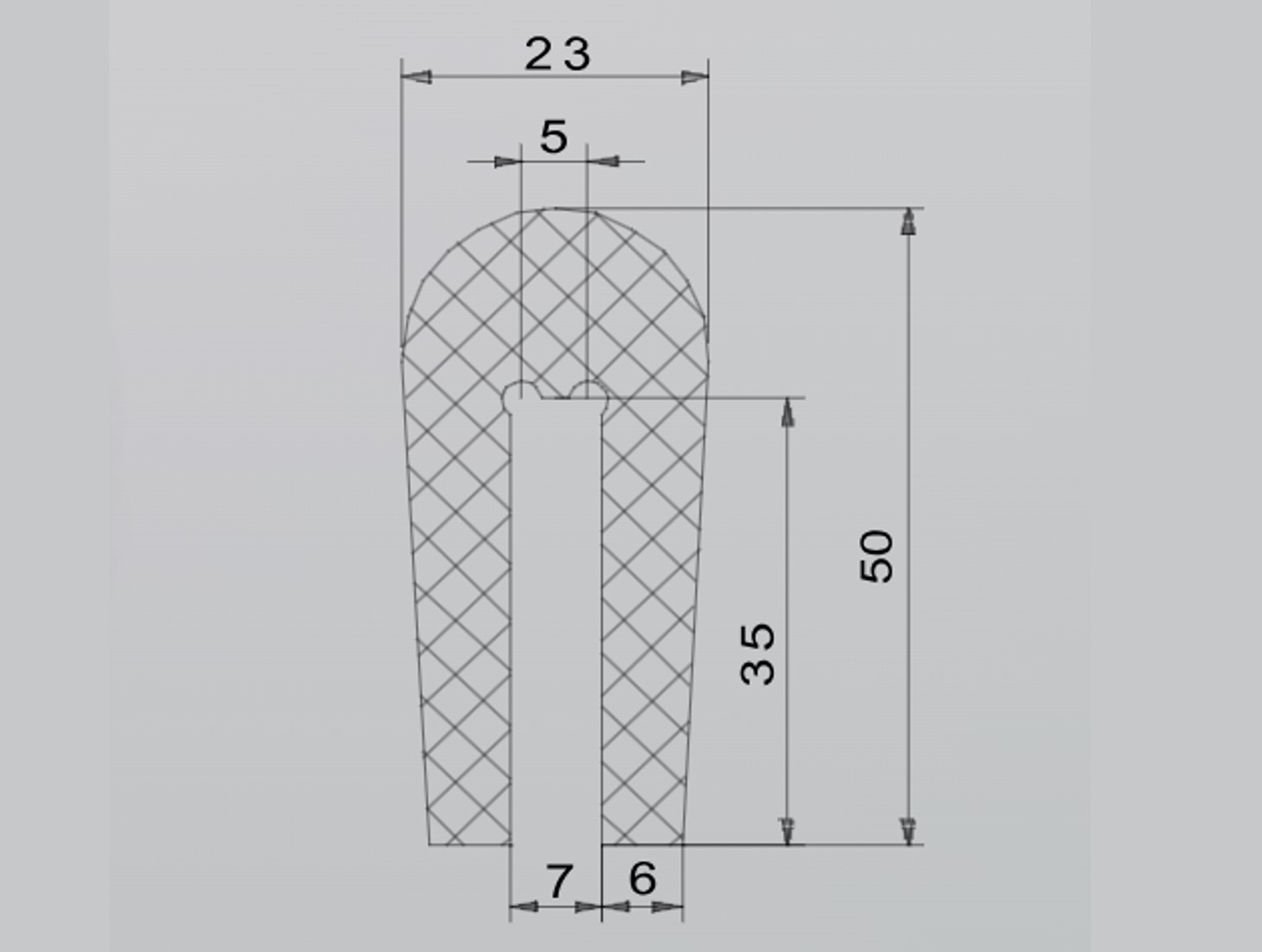 gumový profil I-699 rozměry