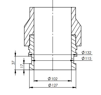 zpomalovací koleno DN 100 horní rozměry