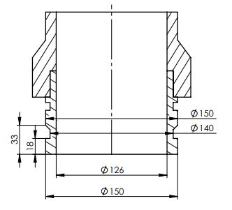zpomalovací koleno DN 125 horní rozměry
